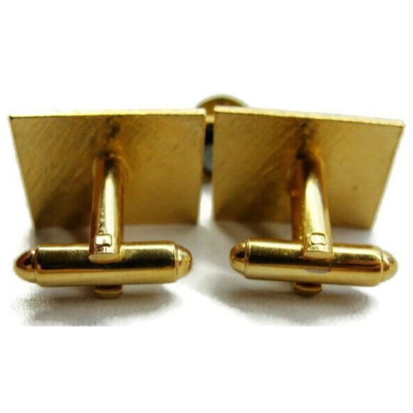 Black Faceted Cuff Link Set Dante Gold Tone Cufflinks & Tie Tack Tux Shirt Vtg - Picture 3 of 11